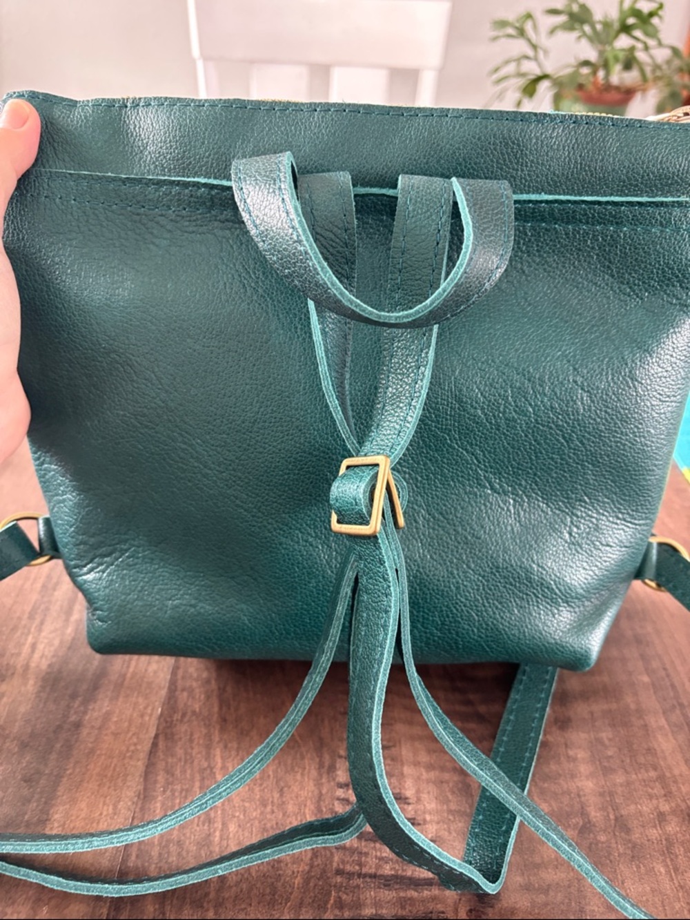 Portland Leather Sea Glass (Teal Green) Leather Mini (small) Backpack - Picture 7 of 11